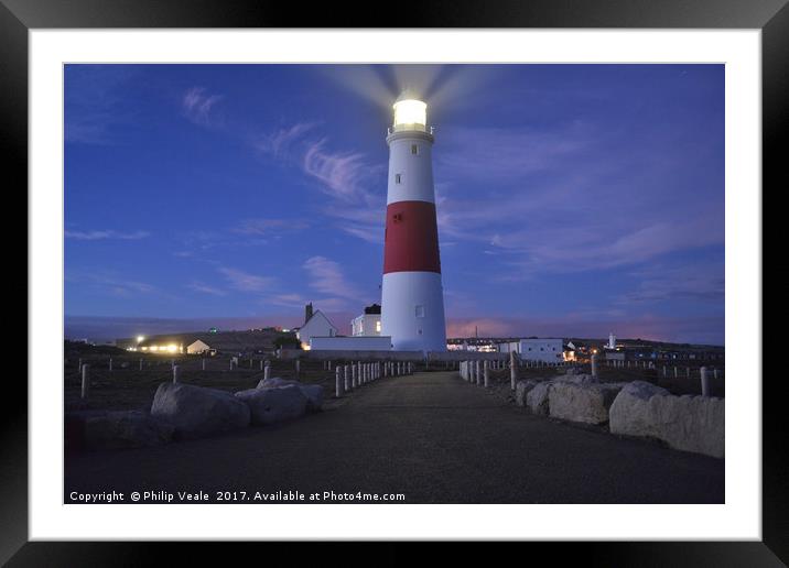 Portland Bill Lighthouse as sea mist drifts ashore Framed Mounted Print by Philip Veale