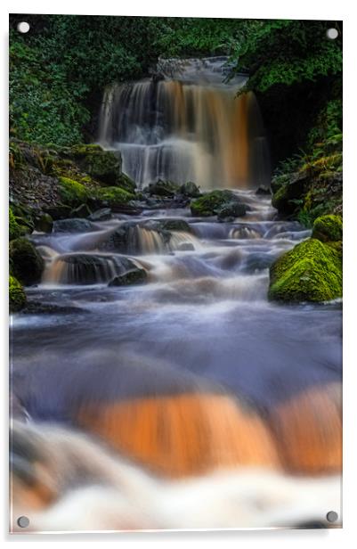 Rivington waterfall Acrylic by Robert Fielding