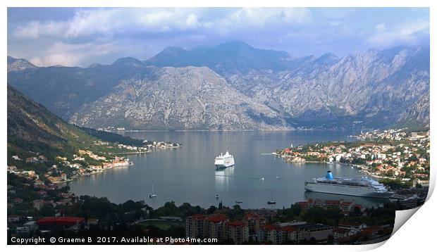 Cruise ships in Montenegro Print by Graeme B