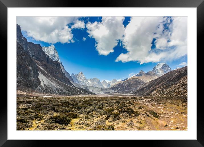 Valley in mountains of Sagarmatha National Park in Framed Mounted Print by Sergey Fedoskin