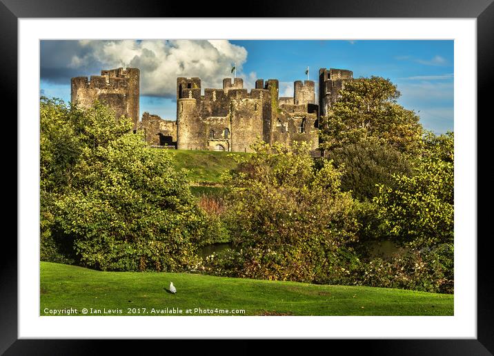 The Battlements of Caerphilly Framed Mounted Print by Ian Lewis
