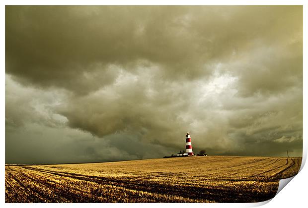 Happisburgh Lighthouse amongst the Clouds Print by Paul Macro
