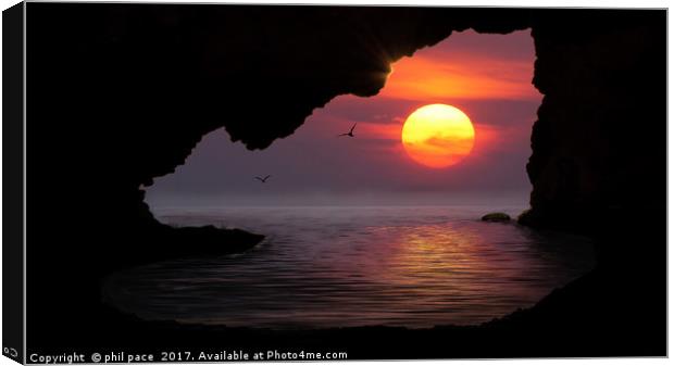 Sunset Cave Canvas Print by phil pace