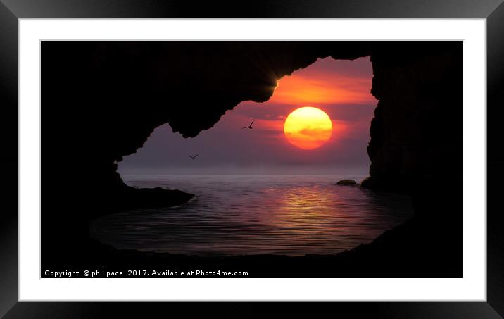 Sunset Cave Framed Mounted Print by phil pace