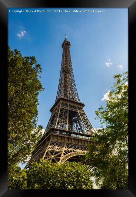 Eiffel Tower Through Trees Framed Print by Paul Warburton
