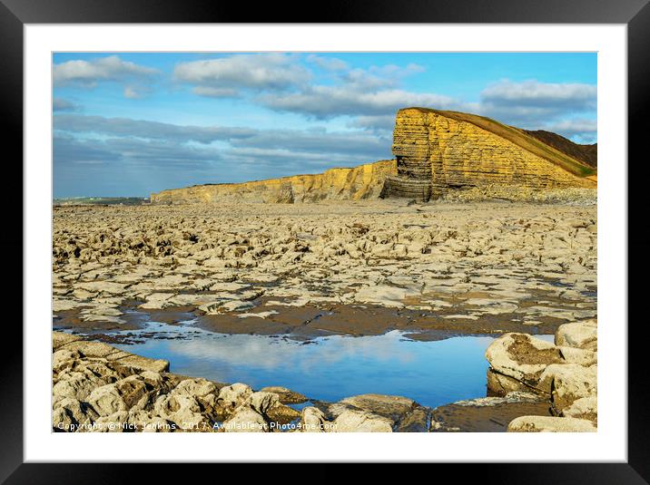 Nash Point Beach and Sphinx Rock Glamorgan Coast Framed Mounted Print by Nick Jenkins
