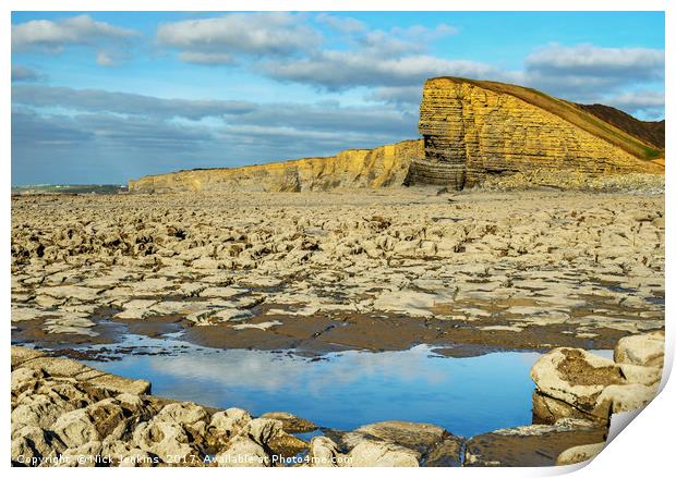 Nash Point Beach and Sphinx Rock Glamorgan Coast Print by Nick Jenkins