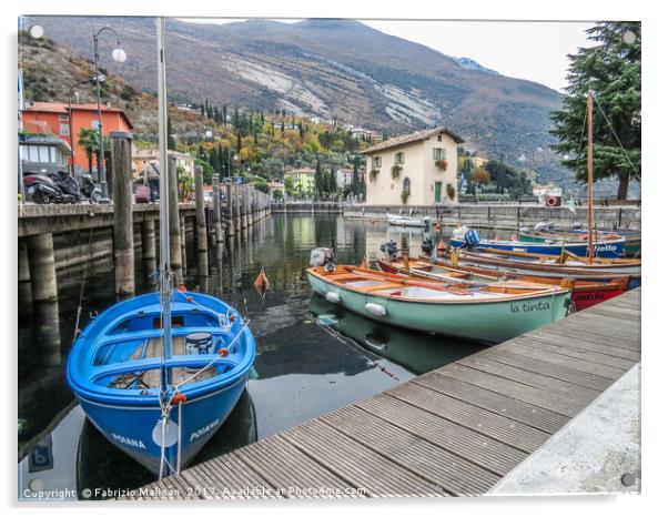 Boats in Torbole sul Garda Trentino Alto Adige Ita Acrylic by Fabrizio Malisan