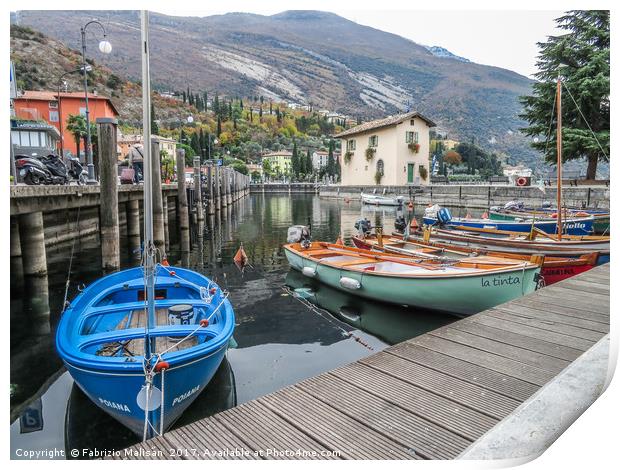 Boats in Torbole sul Garda Trentino Alto Adige Ita Print by Fabrizio Malisan