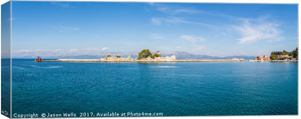 L shaped breakwater of Trpanj harbour Canvas Print by Jason Wells