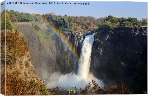Rainbow over Devil's Cataract - Victoria Falls Canvas Print by Angus McComiskey