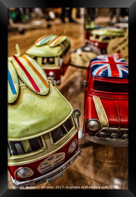 Little Coloured Cars Framed Print by Antony Atkinson