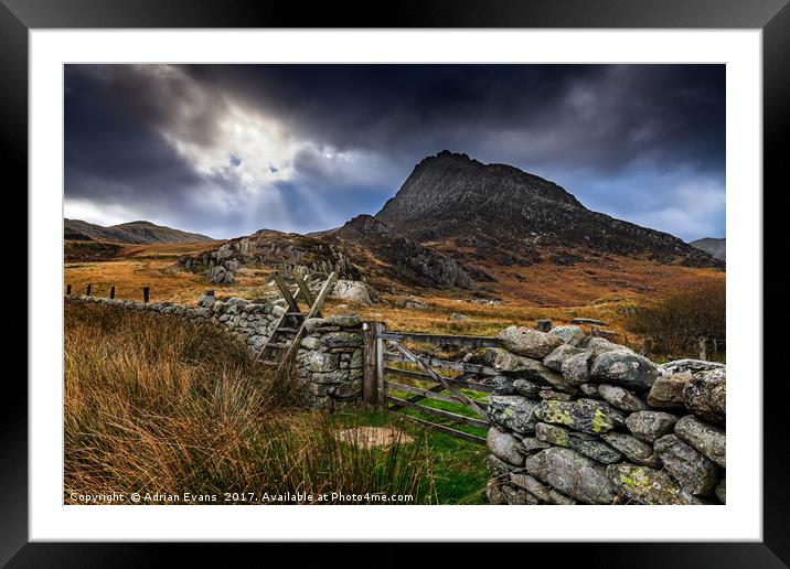 East Face Tryfan Snowdonia Framed Mounted Print by Adrian Evans