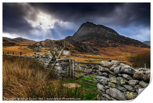 East Face Tryfan Snowdonia Print by Adrian Evans