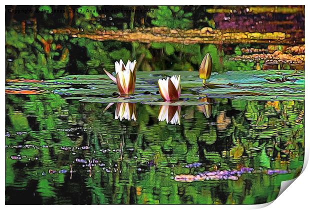 Airbrushed Water Lilies Print by Jim Jones