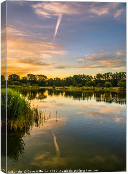 Early hours at Holmethorpe Lagoons Nature Reserve Canvas Print by Dave Williams
