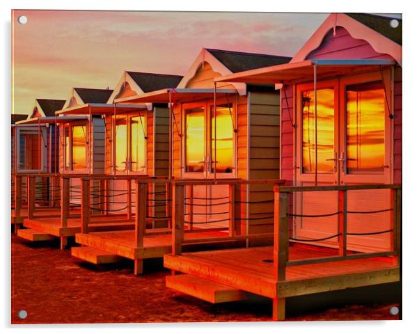 Beach Huts Acrylic by Victor Burnside