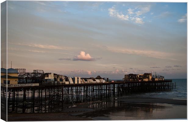 Hastings Pier and the Firemen 2 Canvas Print by Dawn O'Connor