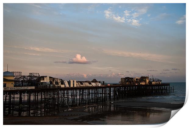 Hastings Pier and the Firemen 2 Print by Dawn O'Connor