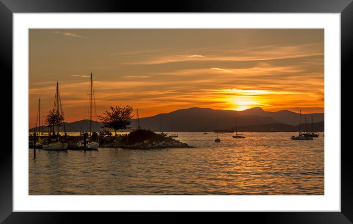 Sunset over English Bay Vancouver Canada Framed Mounted Print by David Belcher