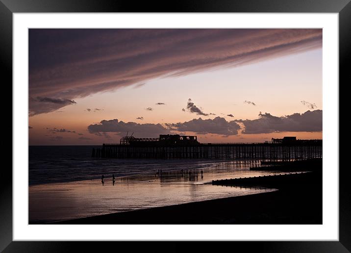 Hastings Pier - Purple Sunset Framed Mounted Print by Dawn O'Connor