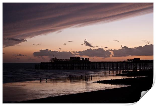 Hastings Pier - Purple Sunset Print by Dawn O'Connor