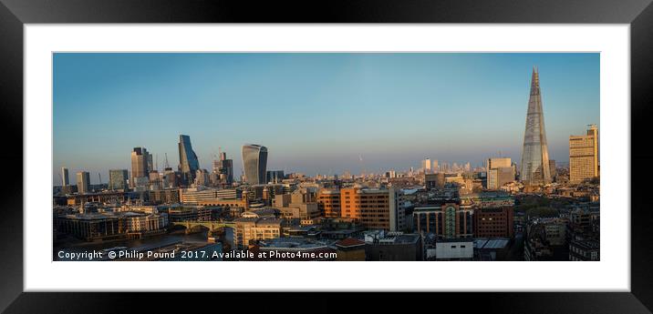 East London and City of London Panorama Framed Mounted Print by Philip Pound