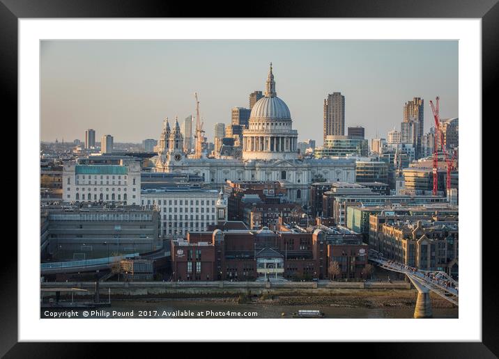 St Paul's Cathedral London from South of the River Framed Mounted Print by Philip Pound