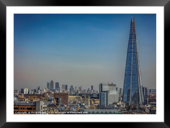 London - The Shard and Docklands Framed Mounted Print by Philip Pound