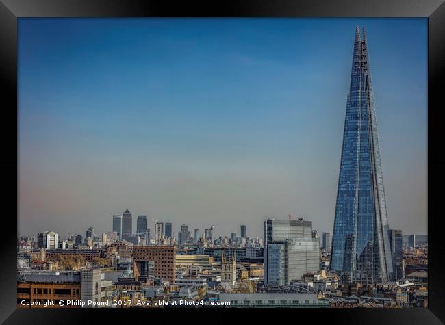 London - The Shard and Docklands Framed Print by Philip Pound