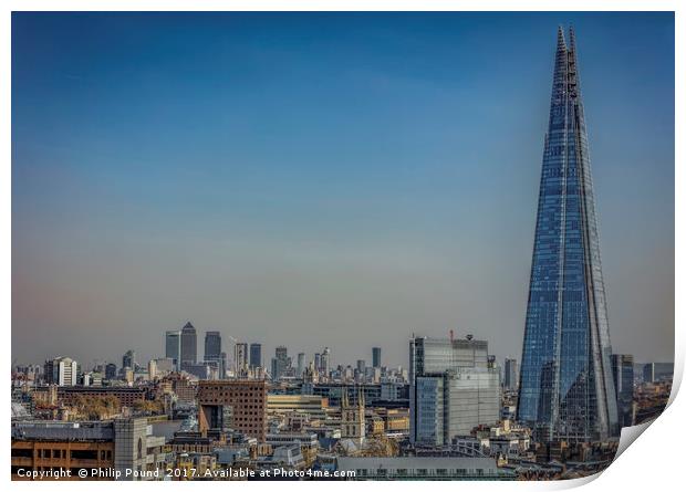 London - The Shard and Docklands Print by Philip Pound