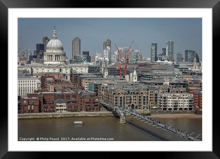 St Paul's Cathedral and the Wobbly Bridge in Londo Framed Mounted Print by Philip Pound