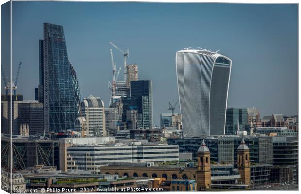 Cheese Grater and Walkie Talkie Buildings in Londo Canvas Print by Philip Pound