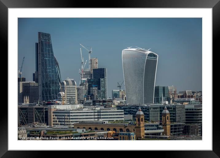 Cheese Grater and Walkie Talkie Buildings in Londo Framed Mounted Print by Philip Pound