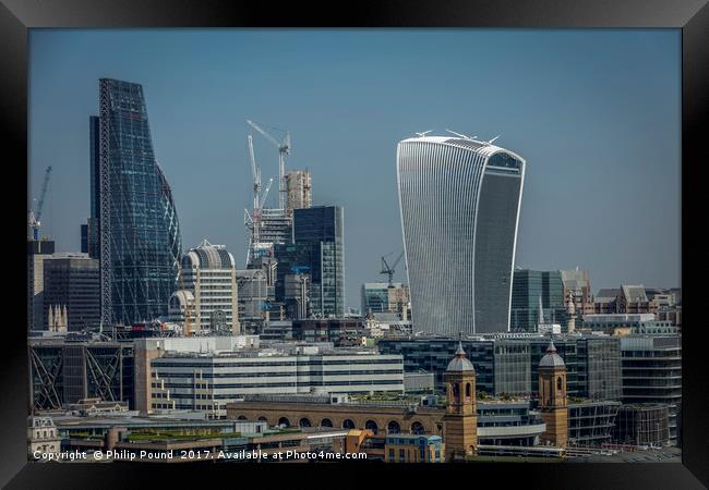 Cheese Grater and Walkie Talkie Buildings in Londo Framed Print by Philip Pound