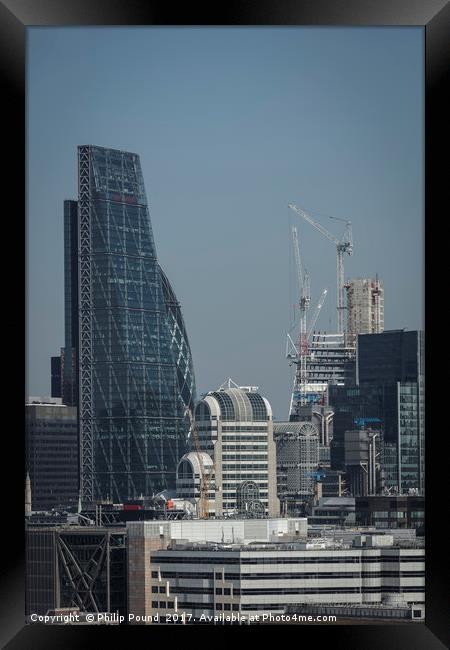 Cheese Grater and Lloyds of London Buildings Framed Print by Philip Pound
