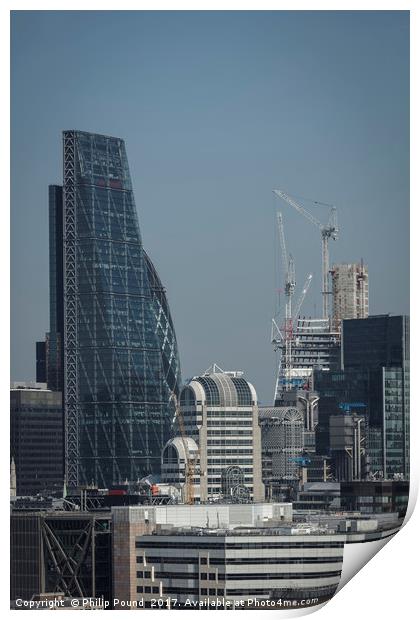 Cheese Grater and Lloyds of London Buildings Print by Philip Pound
