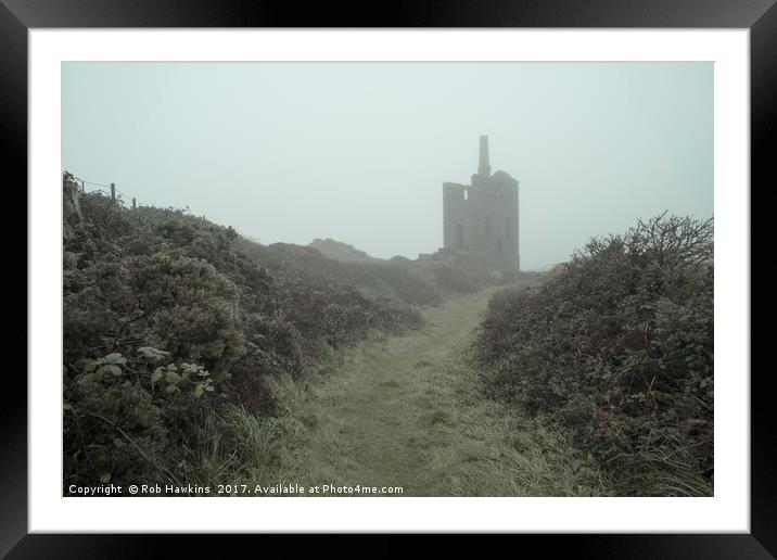 Higher Ball mine in the mist  Framed Mounted Print by Rob Hawkins