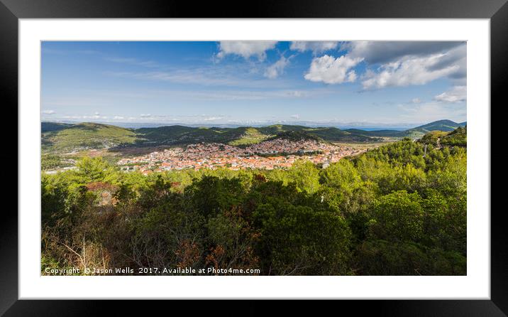 Panorama of Blato surrounded by hills and forests Framed Mounted Print by Jason Wells