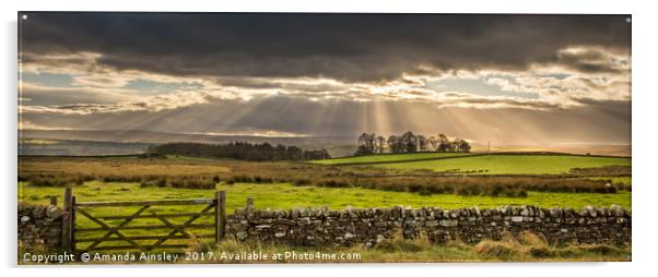 Sun Rays over Teesdale Acrylic by AMANDA AINSLEY