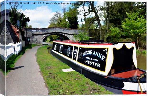 Canal boat at Christleton Canvas Print by Frank Irwin