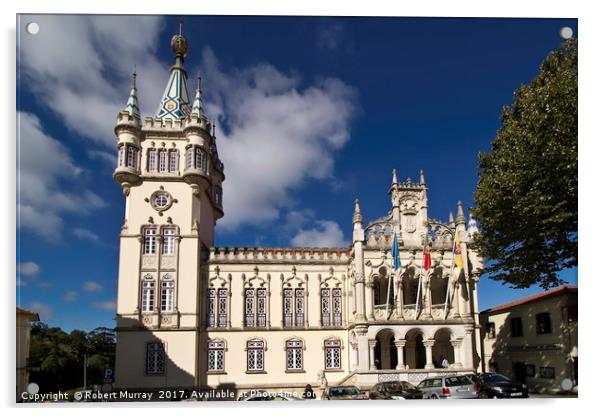 The Town Hall, Camara Municipal, Sintra, Portugal. Acrylic by Robert Murray