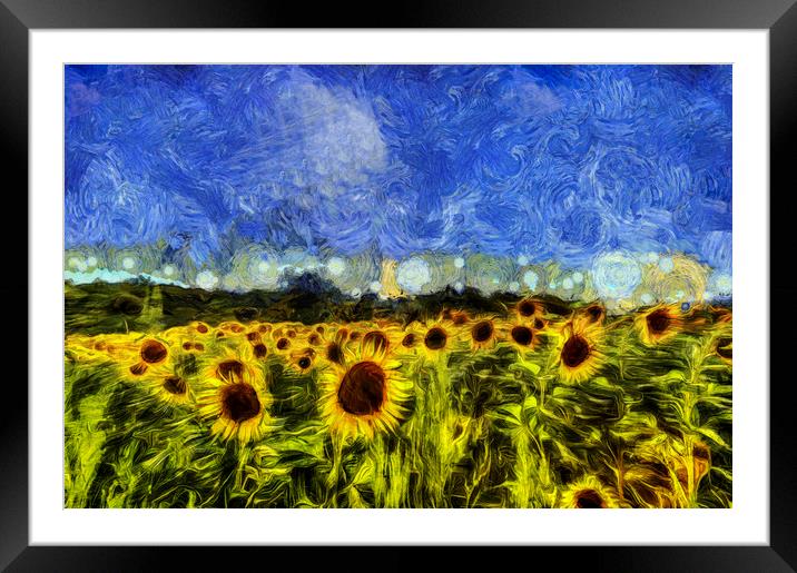 Van Gogh Sunflowers Framed Mounted Print by David Pyatt