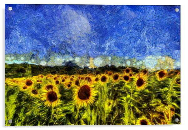 Van Gogh Sunflowers Acrylic by David Pyatt