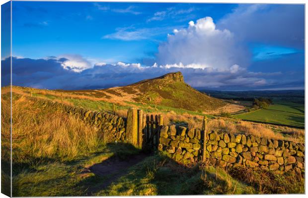 Golden hour over Hen Cloud, Peak District National Canvas Print by Andrew Sharpe