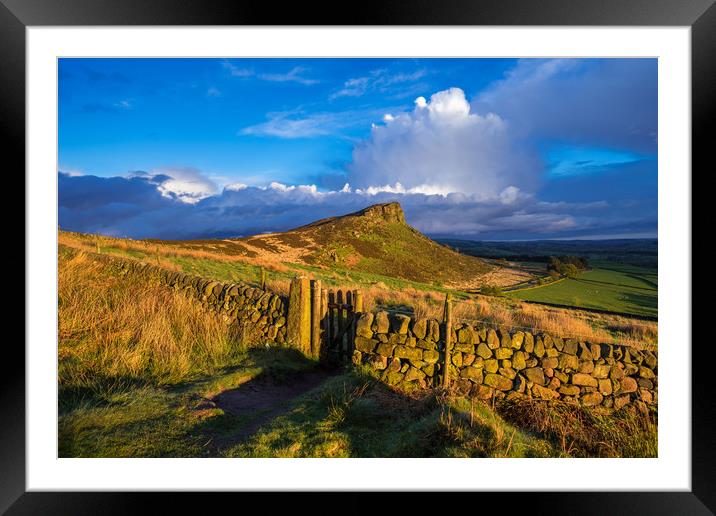Golden hour over Hen Cloud, Peak District National Framed Mounted Print by Andrew Sharpe