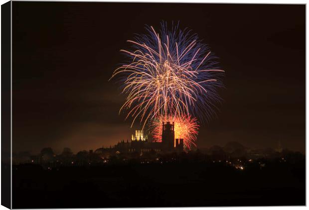 Ely Firework Display, Cambridgeshire Canvas Print by Andrew Sharpe