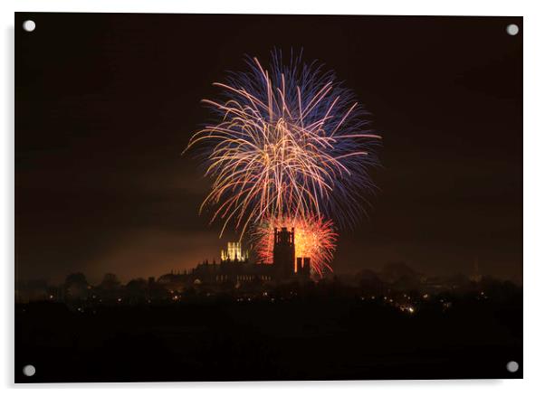 Ely Firework Display, Cambridgeshire Acrylic by Andrew Sharpe