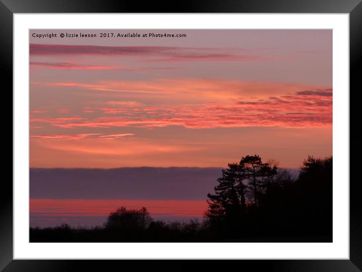 Pink glow sunset Framed Mounted Print by lizzie leeson