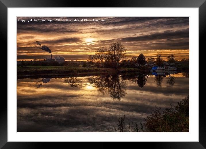 Golden sky over the Trent Framed Mounted Print by Brian Fagan